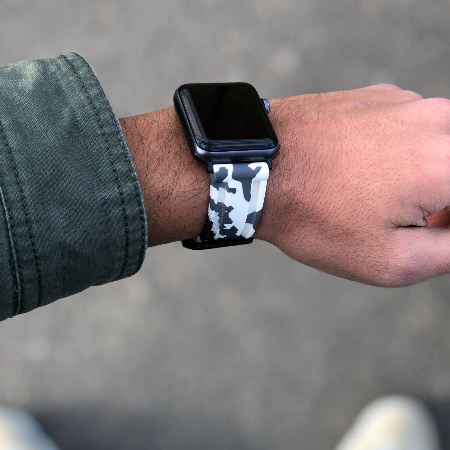 White Black Camo Apple Watch Strap