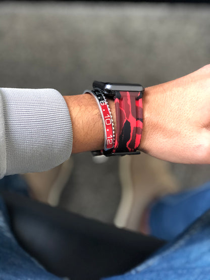 Red Black Camo Apple Watch Strap