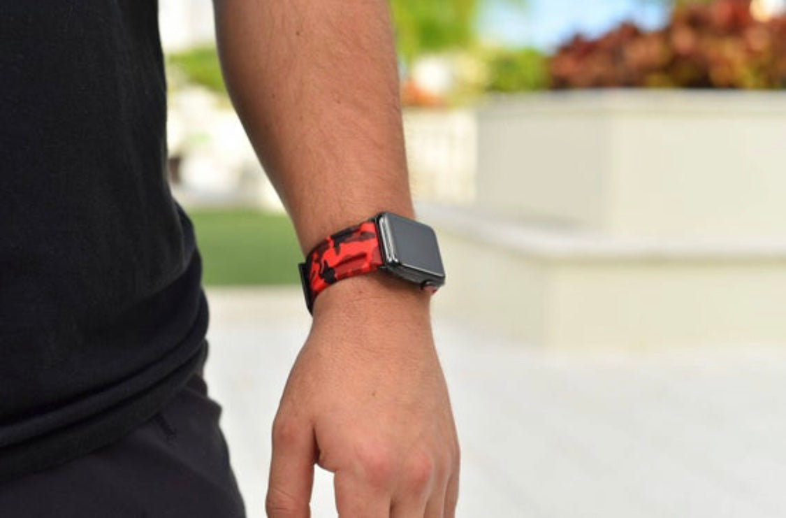 Red Black Camo Apple Watch Strap