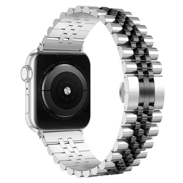 Jubilee Apple Watch Strap - Silver Black